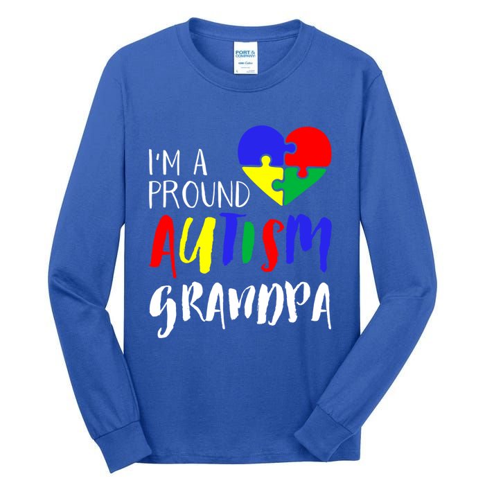 Autism Family Gift Proud Autism Grandpa Funny Gift Autism Funny Gift Tall Long Sleeve T-Shirt