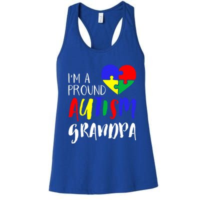 Autism Family Gift Proud Autism Grandpa Funny Gift Autism Funny Gift Women's Racerback Tank