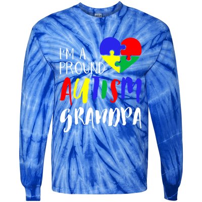 Autism Family Gift Proud Autism Grandpa Funny Gift Autism Funny Gift Tie-Dye Long Sleeve Shirt