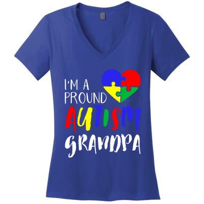 Autism Family Gift Proud Autism Grandpa Funny Gift Autism Funny Gift Women's V-Neck T-Shirt