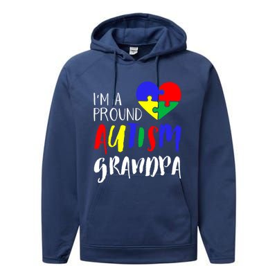 Autism Family Gift Proud Autism Grandpa Funny Gift Autism Funny Gift Performance Fleece Hoodie