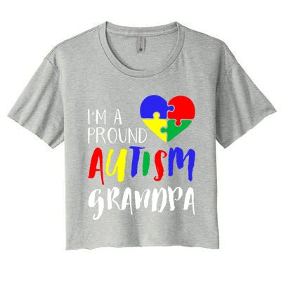 Autism Family Gift Proud Autism Grandpa Funny Gift Autism Funny Gift Women's Crop Top Tee