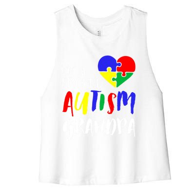 Autism Family Gift Proud Autism Grandpa Funny Gift Autism Funny Gift Women's Racerback Cropped Tank