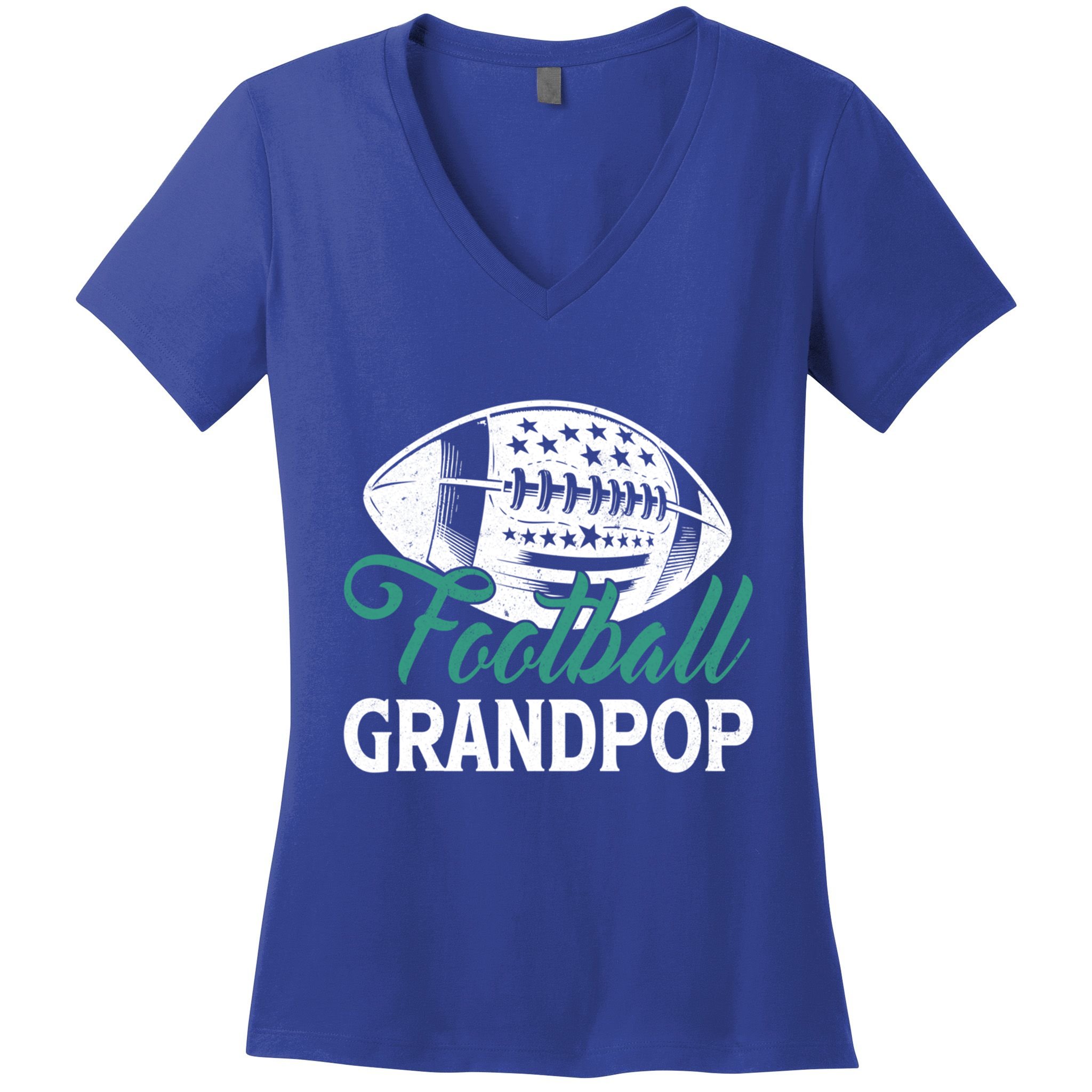 American Football Grandpop Happy FatherS Day Dad Grandpa Cool Gift Women's V-Neck T-Shirt