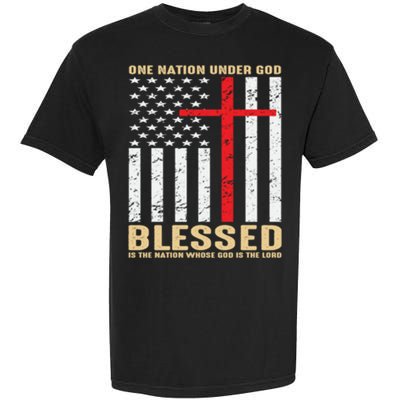 American Flag Gift One Nation Under God Great Gift Garment-Dyed Heavyweight T-Shirt