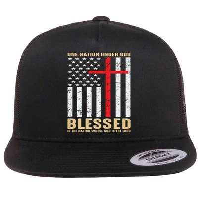 American Flag Gift One Nation Under God Great Gift Flatbill Hat
