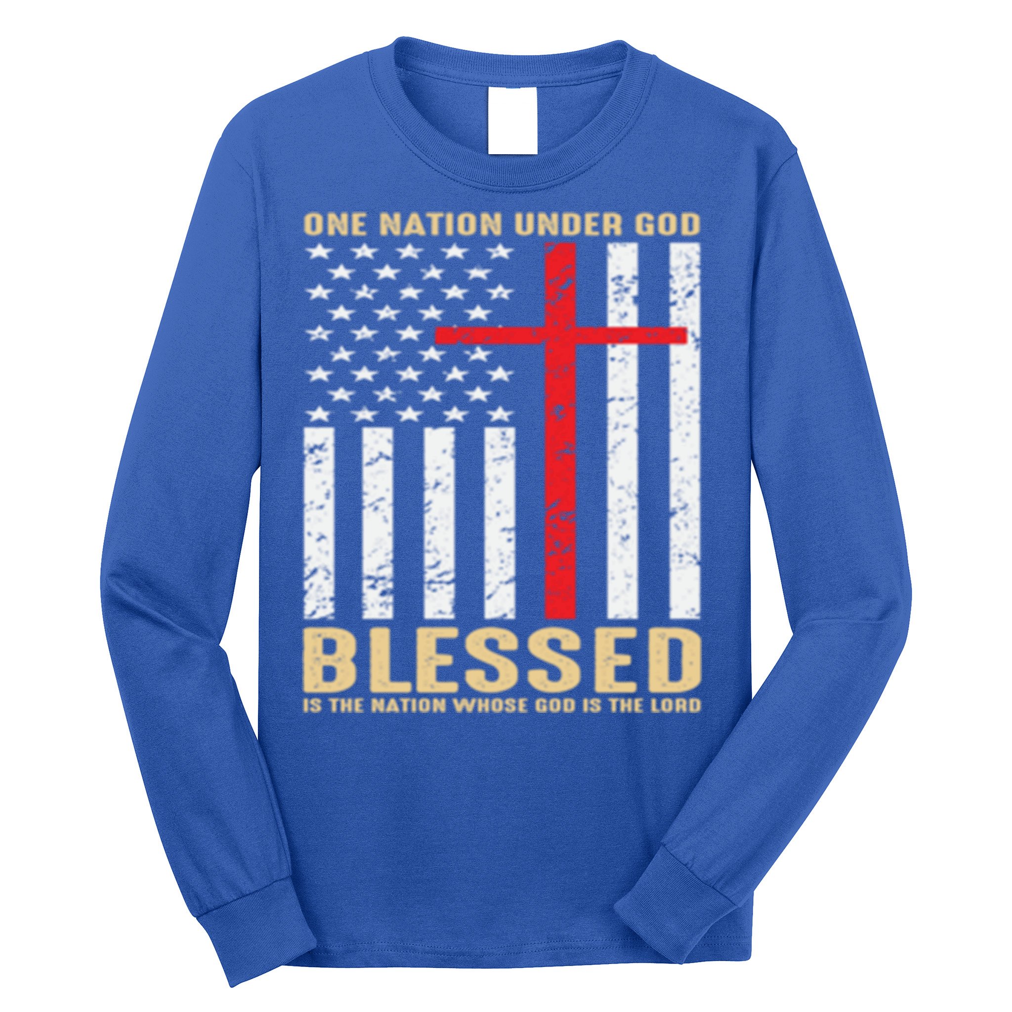 American Flag Gift One Nation Under God Great Gift Long Sleeve Shirt