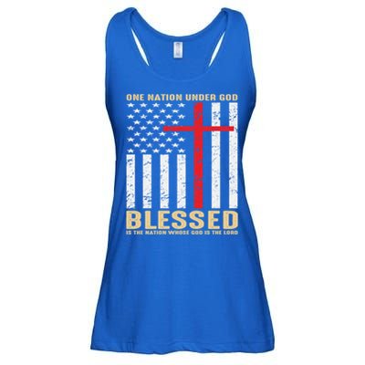 American Flag Gift One Nation Under God Great Gift Ladies Essential Flowy Tank