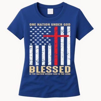 American Flag Gift One Nation Under God Great Gift Womens T-Shirt
