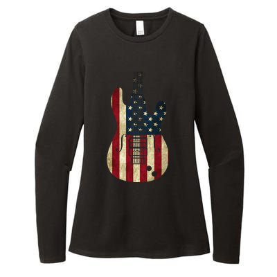 American Flag Guitar 4th of July Patriotic Tee Great Gift Womens CVC Long Sleeve Shirt