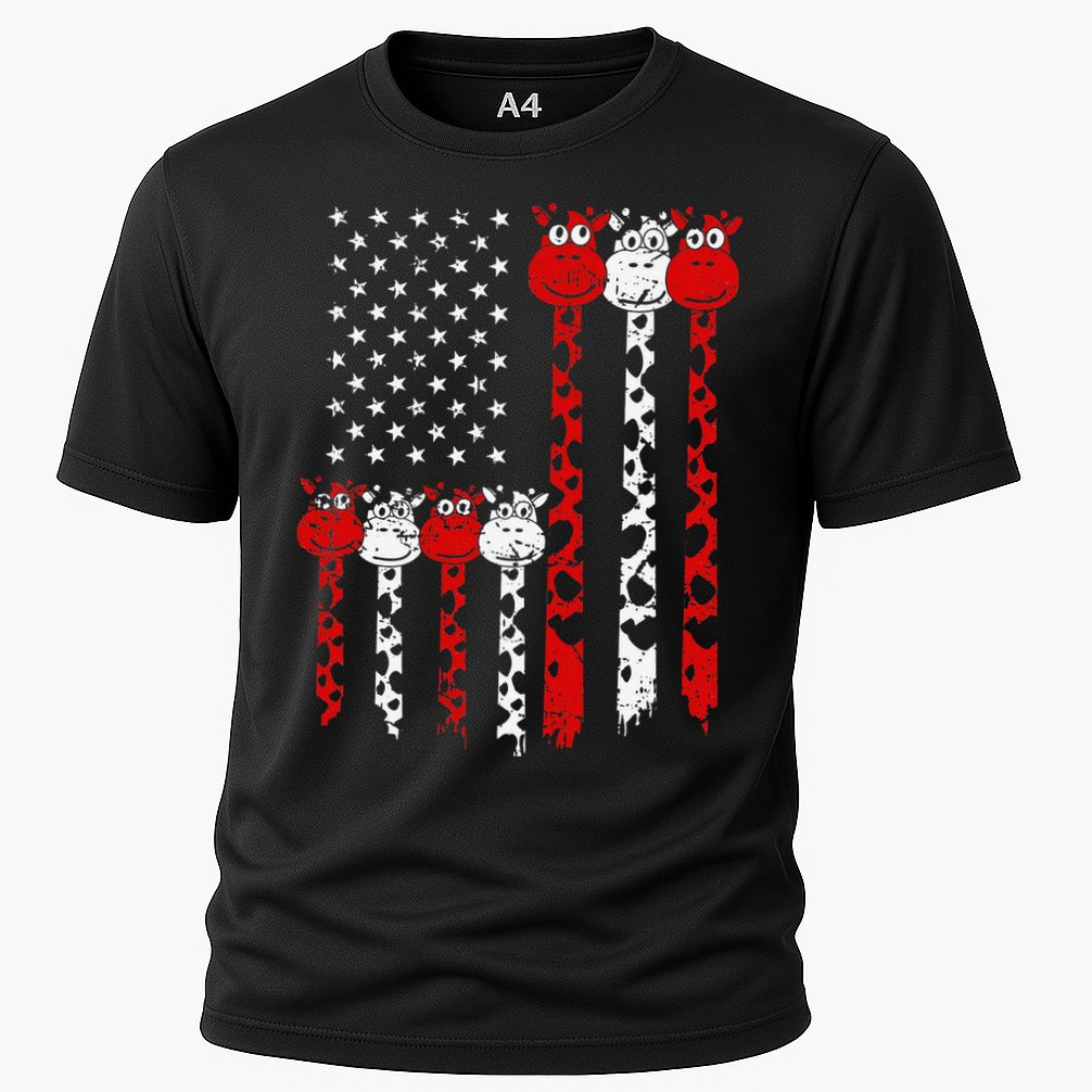 American Flag Giraffe 4th of July Cute USA Gift Cooling Performance Crew T-Shirt