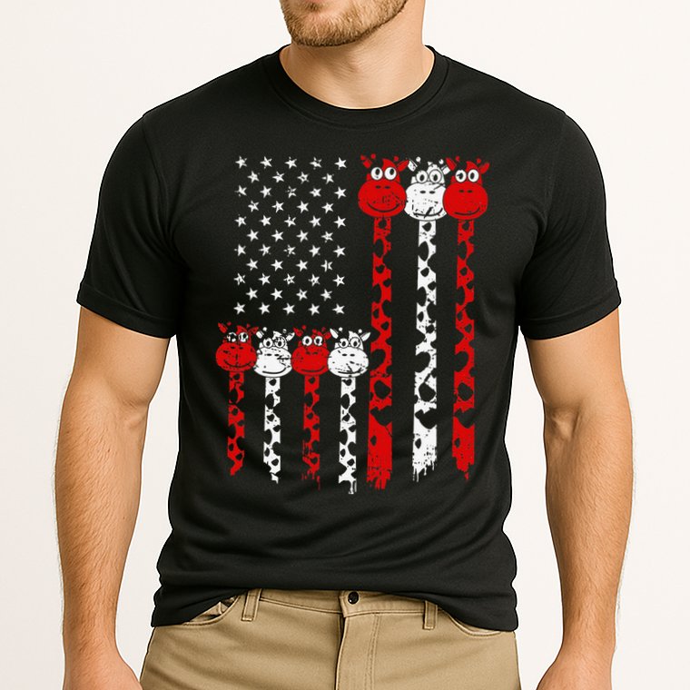 American Flag Giraffe 4th of July Cute USA Gift Cooling Performance Crew T-Shirt
