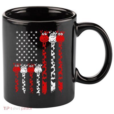 American Flag Giraffe 4th of July Cute USA Gift 11oz C Handle Ceramic Mug