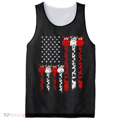 American Flag Giraffe 4th of July Cute USA Gift Mesh Reversible Basketball Jersey Tank
