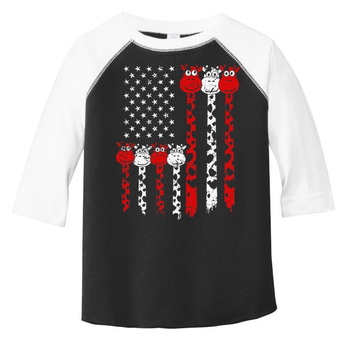 American Flag Giraffe 4th of July Cute USA Gift Toddler Fine Jersey T-Shirt