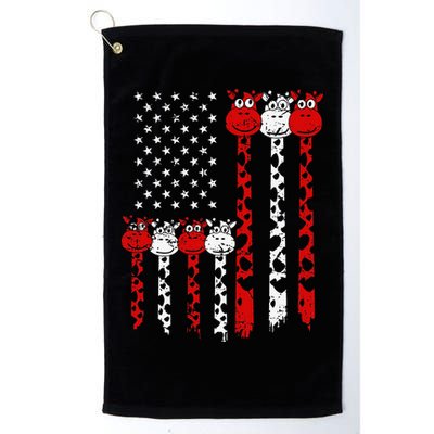 American Flag Giraffe 4th of July Cute USA Gift Golf Towel