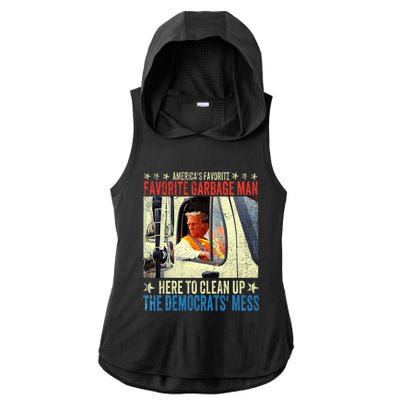 AmericaS Favorite Garbage Man Trump Rides In Garbage Truck Ladies PosiCharge Tri-Blend Wicking Draft Hoodie Tank