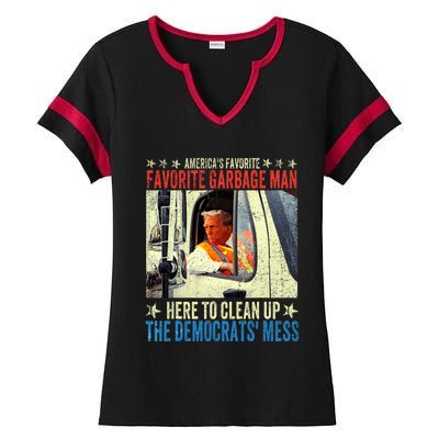 AmericaS Favorite Garbage Man Trump Rides In Garbage Truck Ladies Halftime Notch Neck Tee