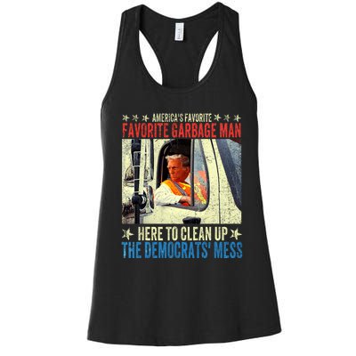 AmericaS Favorite Garbage Man Trump Rides In Garbage Truck Women's Racerback Tank