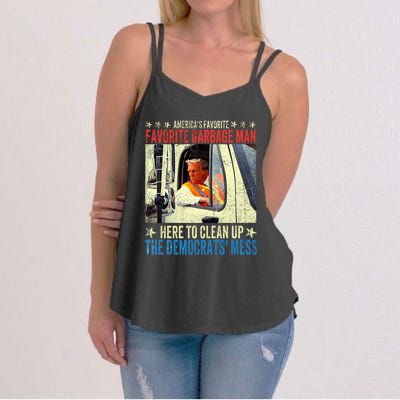 AmericaS Favorite Garbage Man Trump Rides In Garbage Truck Women's Strappy Tank