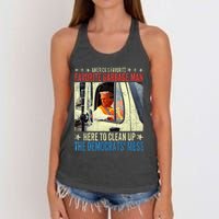 AmericaS Favorite Garbage Man Trump Rides In Garbage Truck Women's Knotted Racerback Tank