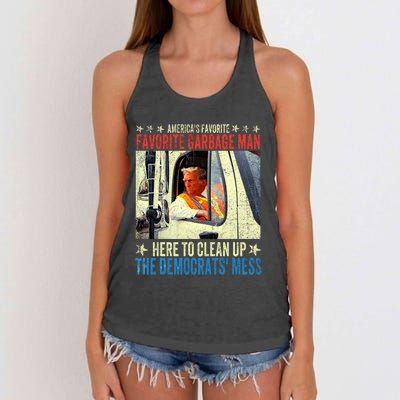 AmericaS Favorite Garbage Man Trump Rides In Garbage Truck Women's Knotted Racerback Tank