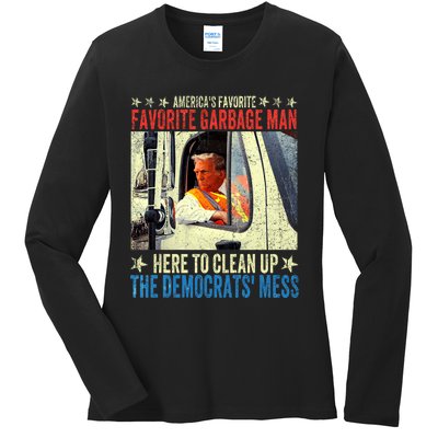 AmericaS Favorite Garbage Man Trump Rides In Garbage Truck Ladies Long Sleeve Shirt