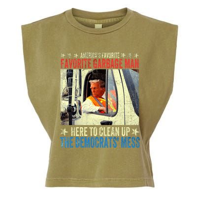 AmericaS Favorite Garbage Man Trump Rides In Garbage Truck Garment-Dyed Women's Muscle Tee