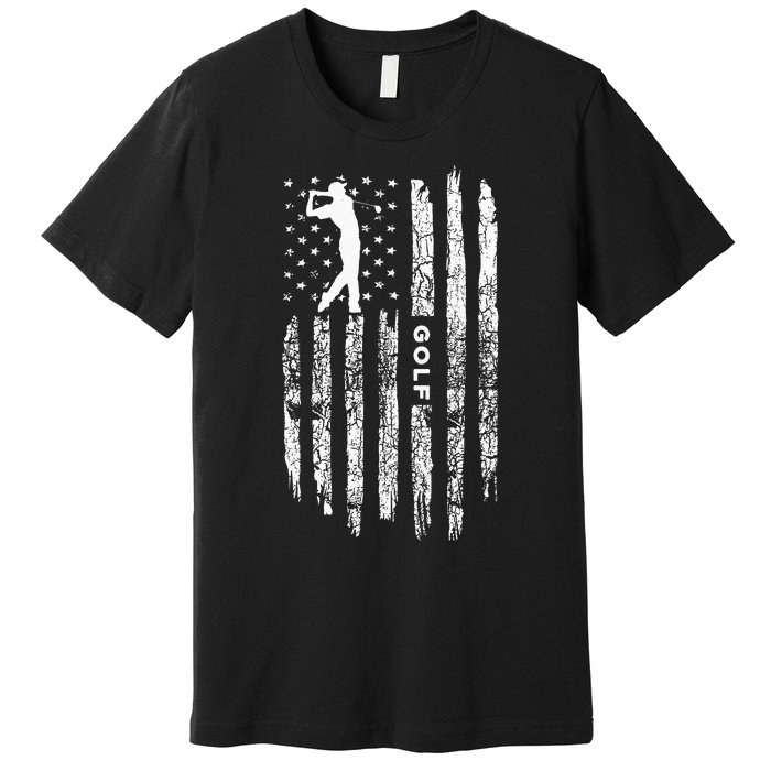 American Flag Golf Clothing - Golfer Vintage Golf Premium T-Shirt