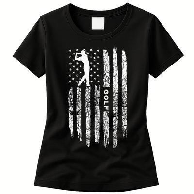 American Flag Golf Clothing - Golfer Vintage Golf Womens T-Shirt