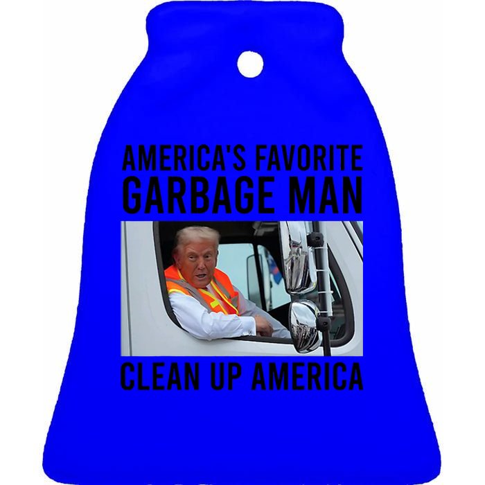 AmericaS Favorite Garbage Man Clean Up America Ceramic Bell Ornament