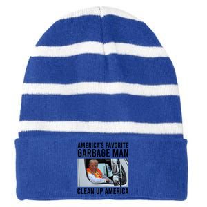 AmericaS Favorite Garbage Man Clean Up America Striped Beanie with Solid Band