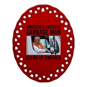 AmericaS Favorite Garbage Man Clean Up America Ceramic Oval Ornament