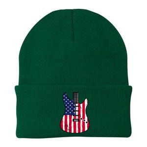 American Flag Guitar Funny Usa Guitarist Outfit Knit Cap Winter Beanie