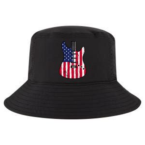 American Flag Guitar Funny Usa Guitarist Outfit Cool Comfort Performance Bucket Hat