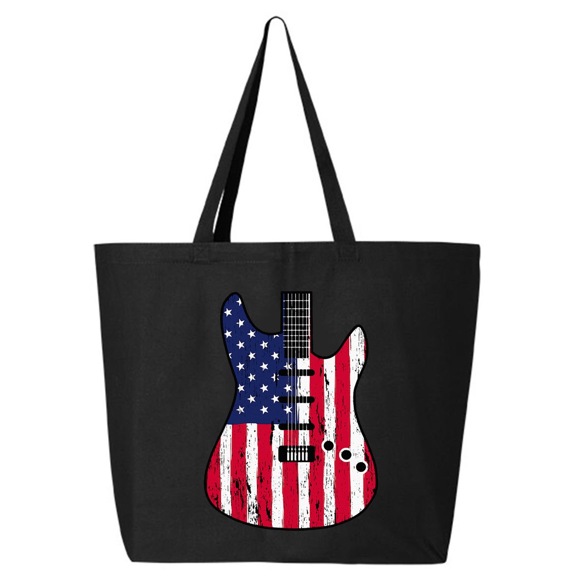 American Flag Guitar Funny Usa Guitarist Outfit 25L Jumbo Tote