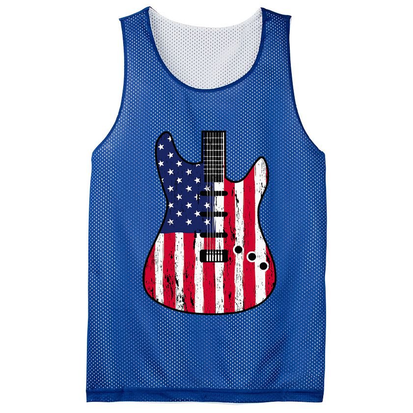 American Flag Guitar Funny Usa Guitarist Outfit Mesh Reversible Basketball Jersey Tank