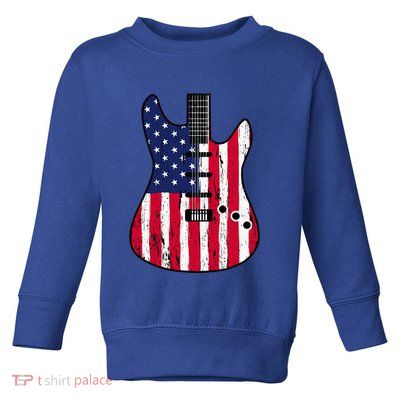 American Flag Guitar Funny Usa Guitarist Outfit Toddler Sweatshirt