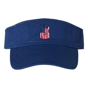 American Flag Guitar Funny Usa Guitarist Outfit Valucap Bio-Washed Visor