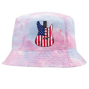 American Flag Guitar Funny Usa Guitarist Outfit Tie-Dyed Bucket Hat