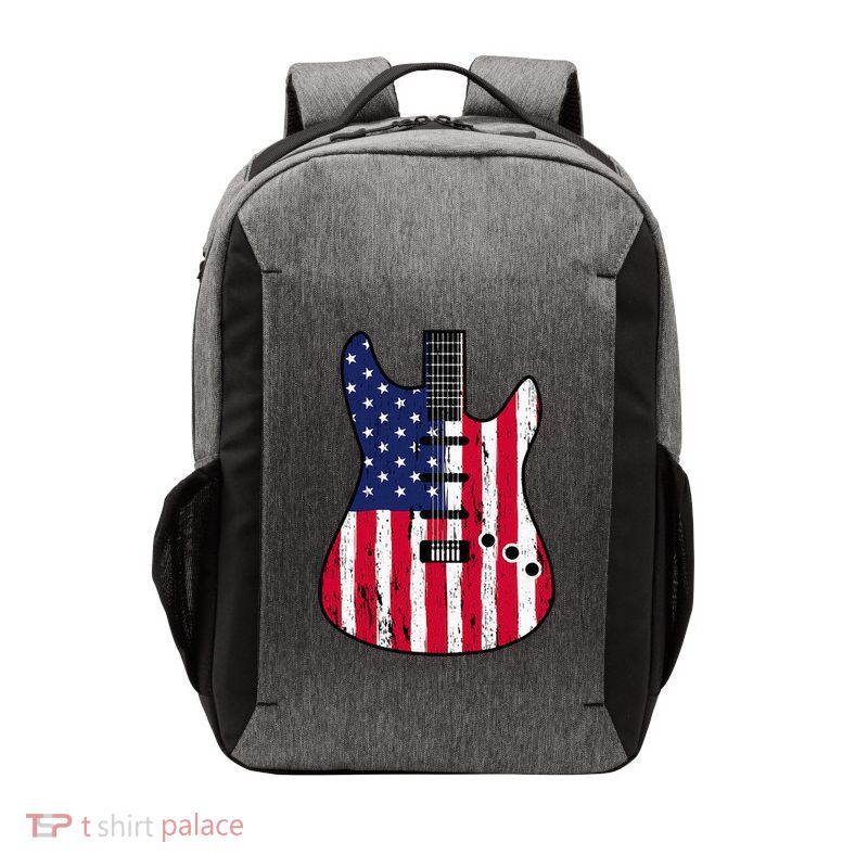 American Flag Guitar Funny Usa Guitarist Outfit Vector Backpack