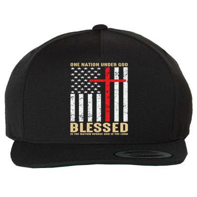 American Flag Gift One Nation Under God Great Gift Wool Snapback Cap