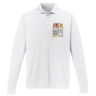 Autumn Fall Graphic Performance Long Sleeve Polo