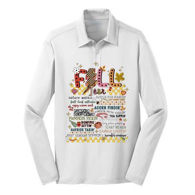 Autumn Fall Graphic Silk Touch Performance Long Sleeve Polo