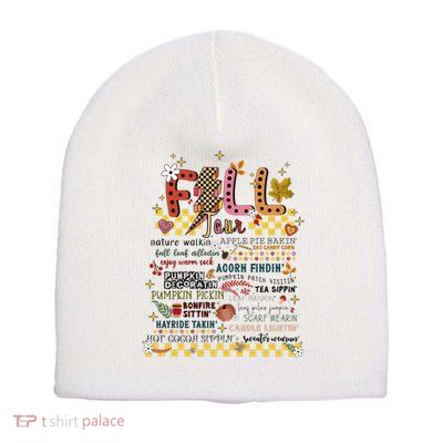 Autumn Fall Graphic Short Acrylic Beanie