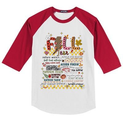 Autumn Fall Graphic Kids Colorblock Raglan Jersey