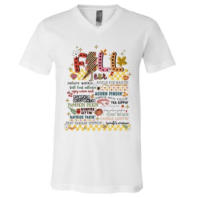 Autumn Fall Graphic V-Neck T-Shirt