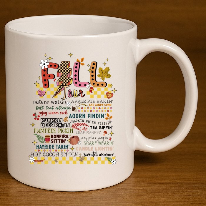 Autumn Fall Graphic 11oz C Handle Ceramic Mug