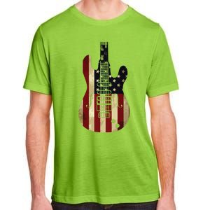 American Flag Guitar 4th Of July Patriotic Tee Great Gift Adult ChromaSoft Performance T-Shirt