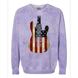 American Flag Guitar 4th Of July Patriotic Tee Great Gift Colorblast Crewneck Sweatshirt